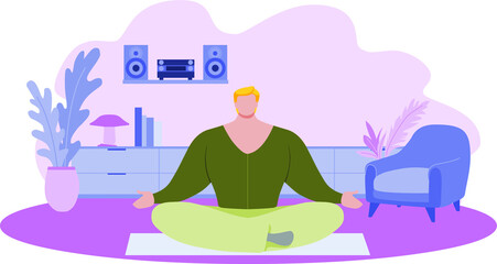 silhouette of a man make meditation as sitting in lotus position during yoga exercise and get calm like clouds in the sky.