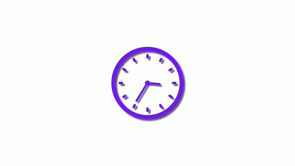 New 3d purple clock isolated on white background,clock animation