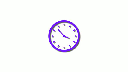 New 3d purple clock isolated on white background,clock animation