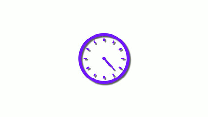 New 3d purple clock isolated on white background,clock animation