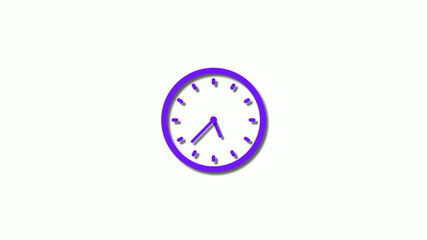 New 3d purple clock isolated on white background,clock animation