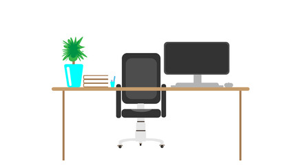 Beautiful of illustration set up desk office in business center
