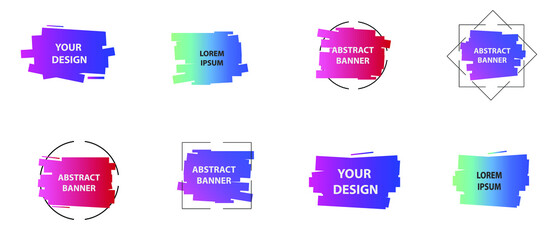 Set of covers design templates with vibrant gradient background. Modern trendy poster with geometric shapes