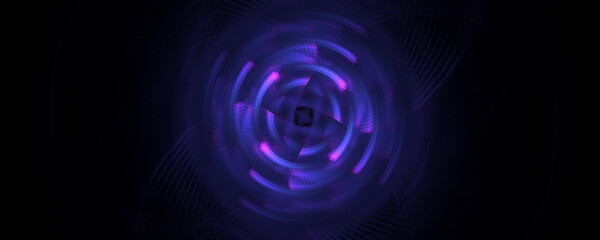Purple energy fusion spinning on black background