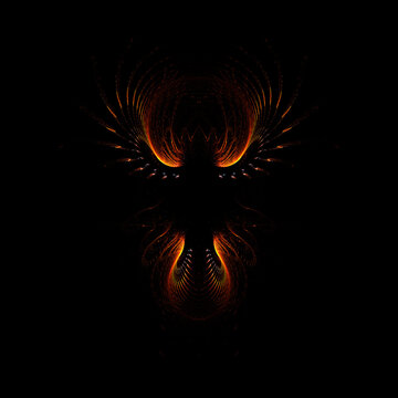 Fractal fire bird with a black background