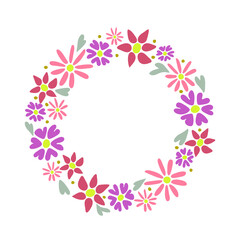 Round shape template for text. Floral frame