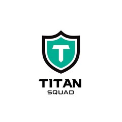 Letter T Shield Gaming Squad Logo Design Vector Template