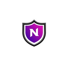 Letter N Shield Gaming Squad Logo Design Vector Template