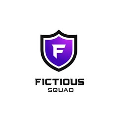 Letter F Shield Gaming Squad Logo Design Vector Template