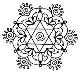 abstract floral ornament with leaves and spirals isolated on white background