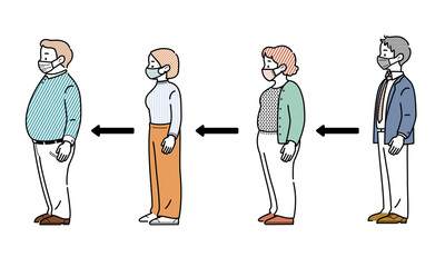 並ぶ人々のイラスト