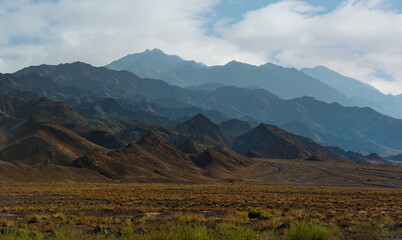 Tajikistan, the Picturesque Tien Shan mountains around the Alichur river valley along the Pamir highway.