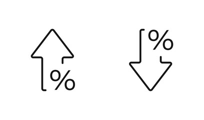 Percent arrow isolated icon in line style. Vector business concept