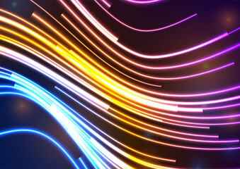 Colorful glowing neon motion lines abstract technology background. Vector design