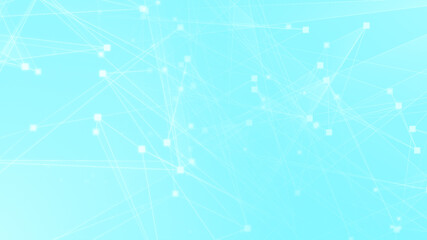 Abstract blue white polygon tech network with connect technology background. Abstract dots and lines texture background. 3d rendering.