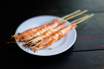 Delicious vietnamese seafood grilled shrimps