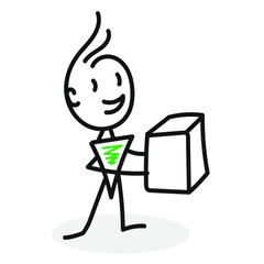 The concept of online delivery of goods to your home and office. Pizza delivery.  Doodle.  Vector illustration