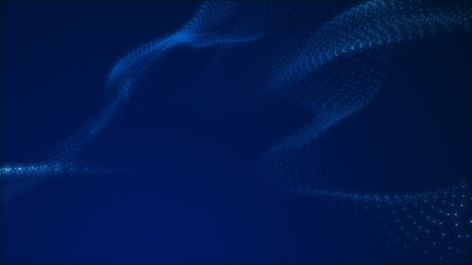 Dot blue wave light screen gradient texture background. Abstract  technology big data digital background. 3d rendering.