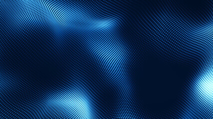 Dot white blue wave light screen gradient texture background. Abstract  technology big data digital background. 3d rendering.