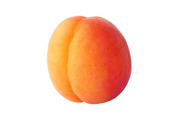 Peach isolated on a white background. Close-up. Top view.