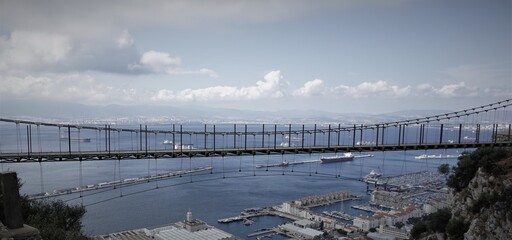 Bridge - suspension bridge overlooking sea