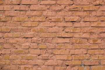 Obraz premium Empty weathered red brick wall textured background.