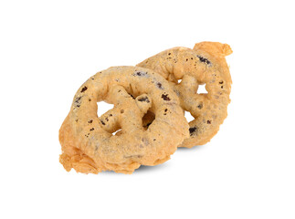 Thai dessert Kanom-Kong stuffing with red bean on white background