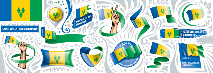 Vector set of the national flag of Saint Vincent and the Grenadines