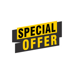 Special offer vector ribbon design template. Banner sale tag. Market special offer discount label