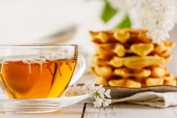 Fresh homemade belgian waffers for breakfast