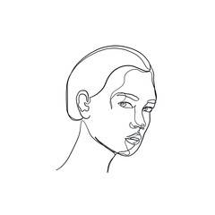 Minimal line vector woman. Linear glamour portrait woman. Portrait of girl. Linear glamour logo in minimal style for beauty salon, beautician, makeup artist, stylist. Hand drawn art.