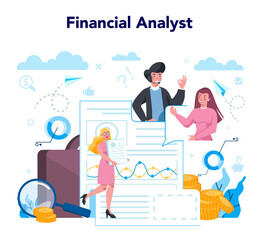 Financial analyst or consultant. Business character making financial