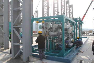 Oil pipes in a petrochemical plant during the production of oil and gas