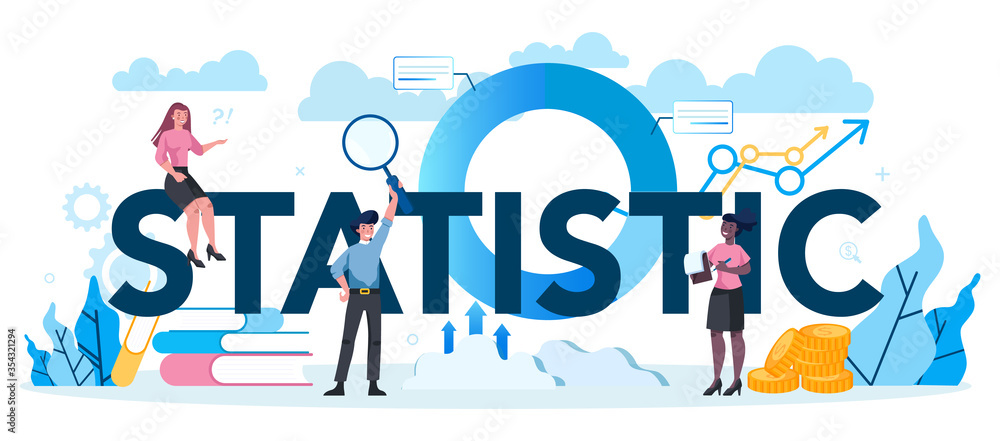 Poster statistician and statistic typographic header concept. specialist