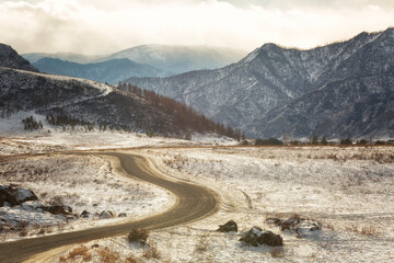 The famous road Chuysky tract in the mountains of Altai