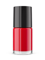 Nail polish bottle with red nail polish isolated on white background - 3d rendering