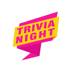 Trivia Night labels banners vector ribbon design template. Banner sale tag. Market special offer discount label