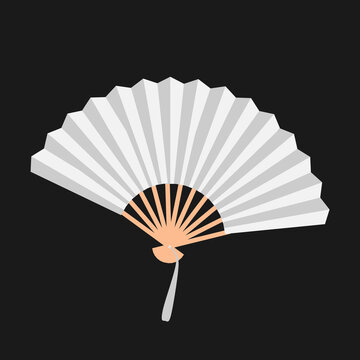 White open fan isolated on background vector. Illustration of fan traditional culture, accessory chinese design