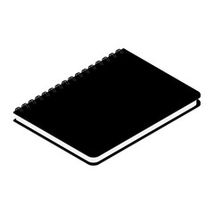 Black spiral notebook isolated on white background isometric view