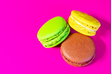 Macaroons on a pink background