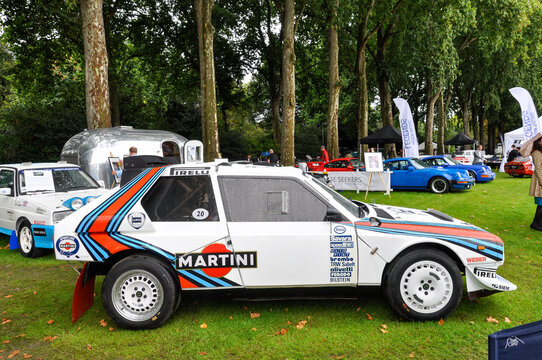 LONDON, UK - CIRCA SEPTEMBER 2011: A Lancia Delta S4 at Chelsea Autolegends. The Lancia Delta S4 was a Group B rally car, here with a Martini livery.