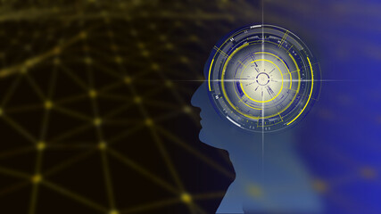 Abstract  Human AI and global business concept. 3D Rendering