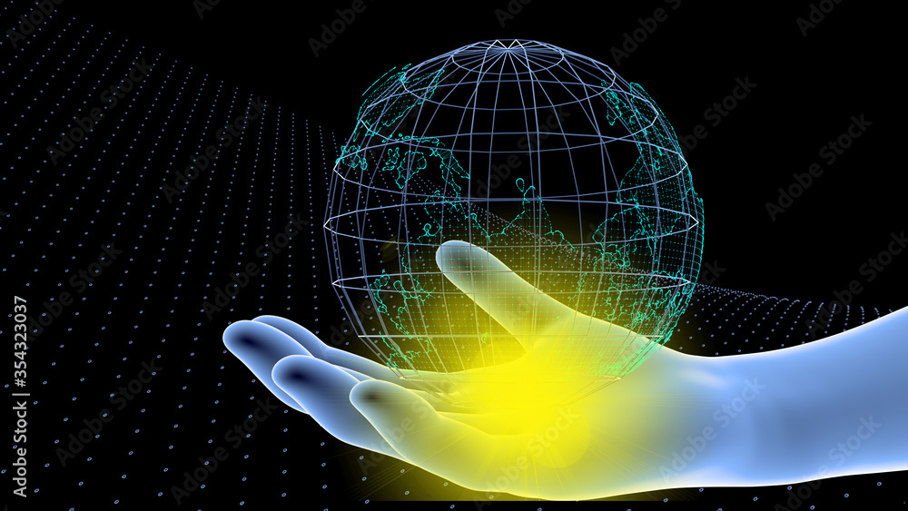 Poster abstract global in hands business concept ,earth image provided by nasa.elements of this image furni