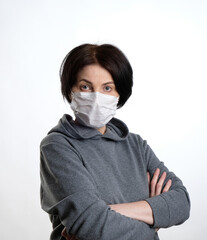 Elderly woman in a protective mask