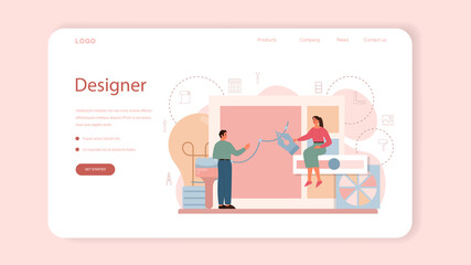 Graphic designer or digital illustrator web banner or landing page
