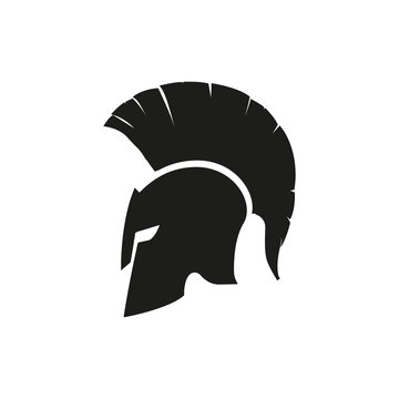 Sparta helmet mask isolated icon. Vector design logo illustration in flat