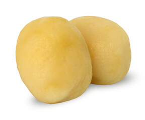 Boiled peeled potatoes on white