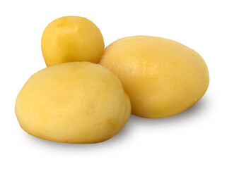 Boiled peeled potatoes on white