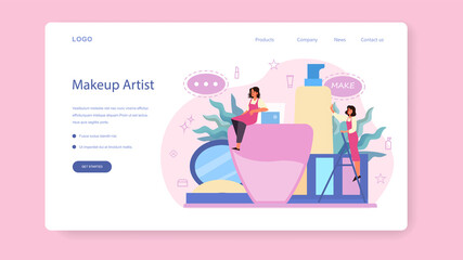 Make up artist concept web banner or landing page