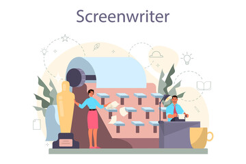 Screenwriter concept. Person create a screenplay for movie. Author